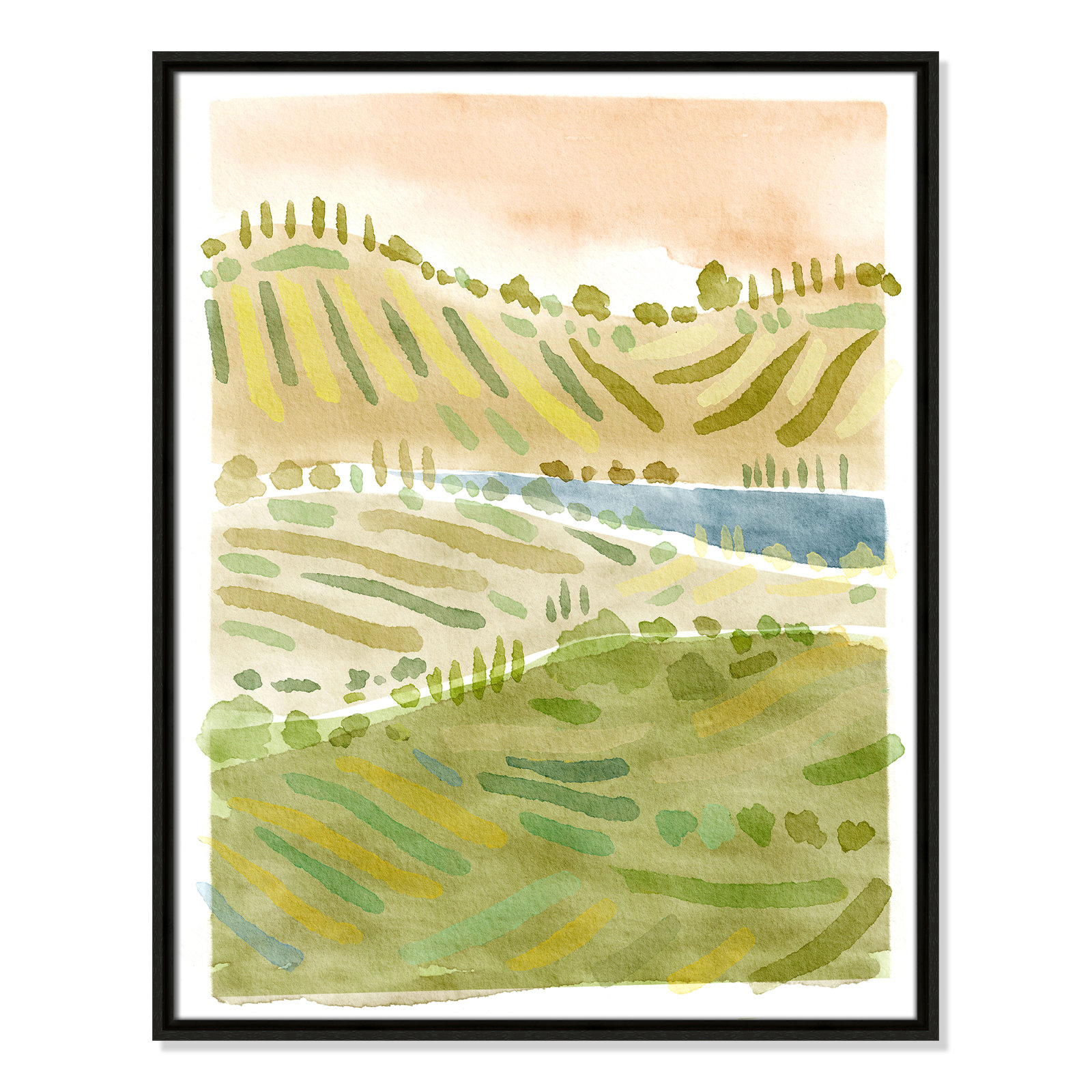 Tuscan Countryside Print by Leah Straatsma, Espresso Floater Framed Canvas, No Mat, 29.5" H x 23.5" W x 2" D