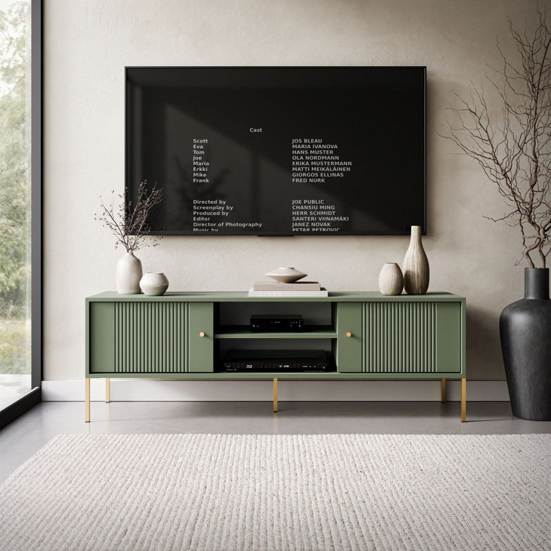 TV Stand for TVs up to 70", cashmere, gold legs