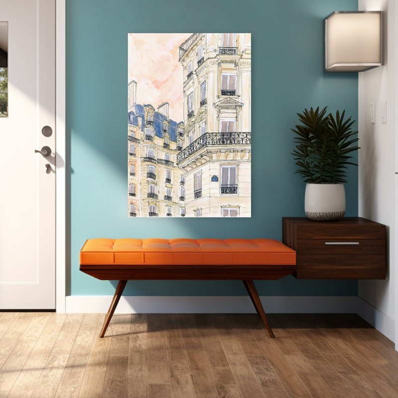 Contemporary Art Romantic Contemporary Architecture City Art, 48" H x 32" W