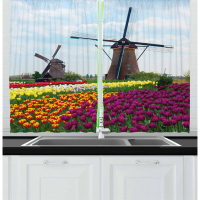 Floral Pointed Kitchen Curtain