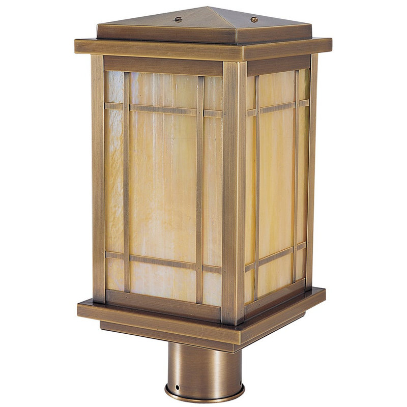 Tête de lanterne 1 lumière Kusiak, H 12,75 po x l 8 po, Brun rustique, Crème