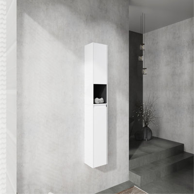 Bathroom Side Cabinet,2-Soft Close Doors,Float Mounting Design,12*2(KD-Packing)