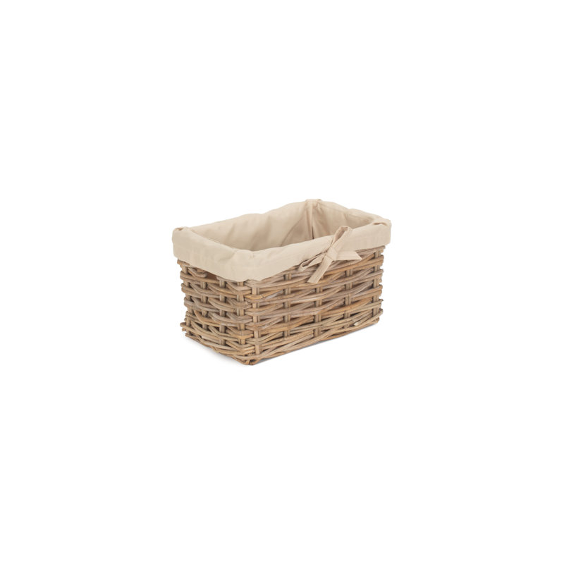 Rattan Lined Storage Basket, 18cm H x 32cm W x 23cm D