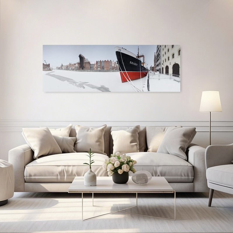 Frozen Ship Gdansk, hiver, art industriel abstrait, architecture murale, ville, H 60 po x l 20 po