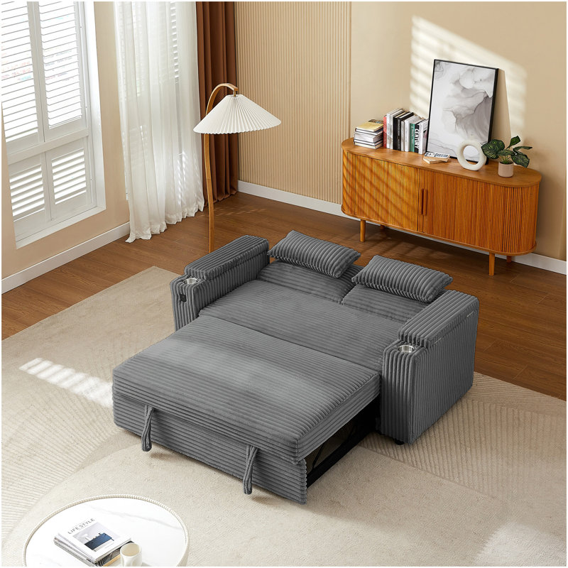 Dark Grey  Fabric Sleeper Sofa Bed, Dark Gray