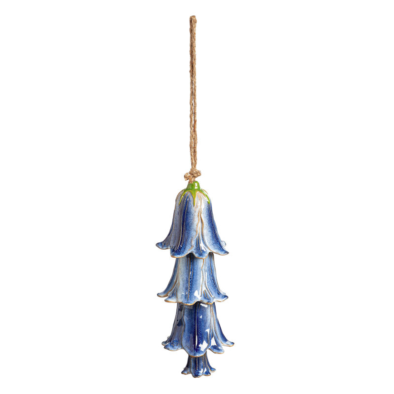 Carillon bleu en céramique, H 18 po x l 4 po x P 4 po, Bleu / Vert