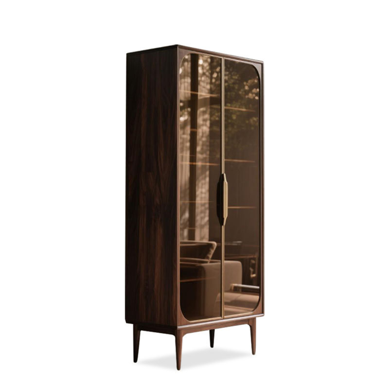Vitrines en bois massif brun noisette