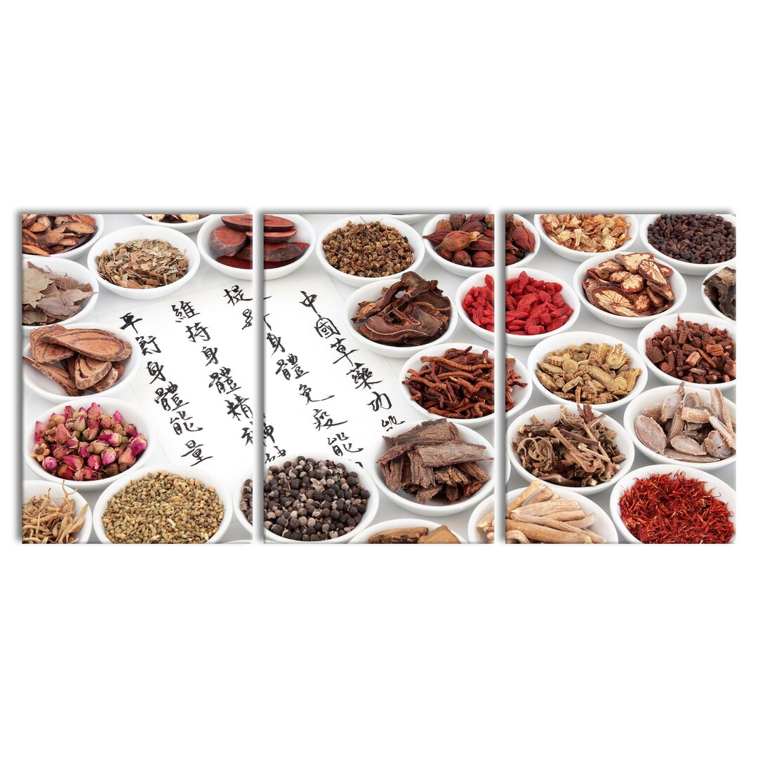 3-tlg. Leinwandbilder-Set Chinese Herbal Medicine