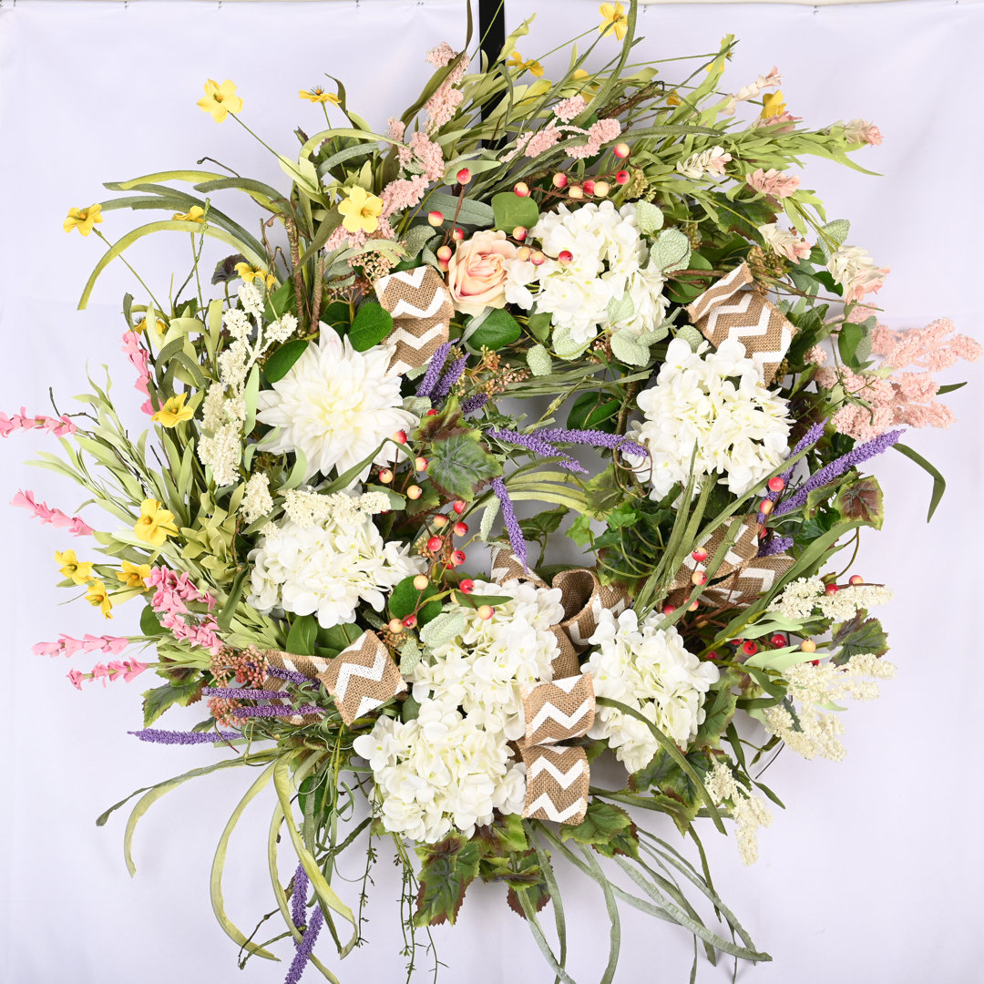 Every Day Hydrangea Berry Handcrafted Faux 30'' Wreath leckfllower