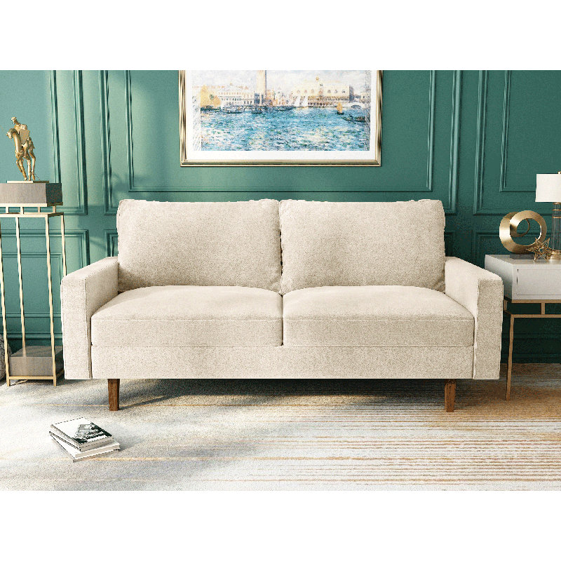 Jo 70" Square Arm Sofa, Ivory Velvet