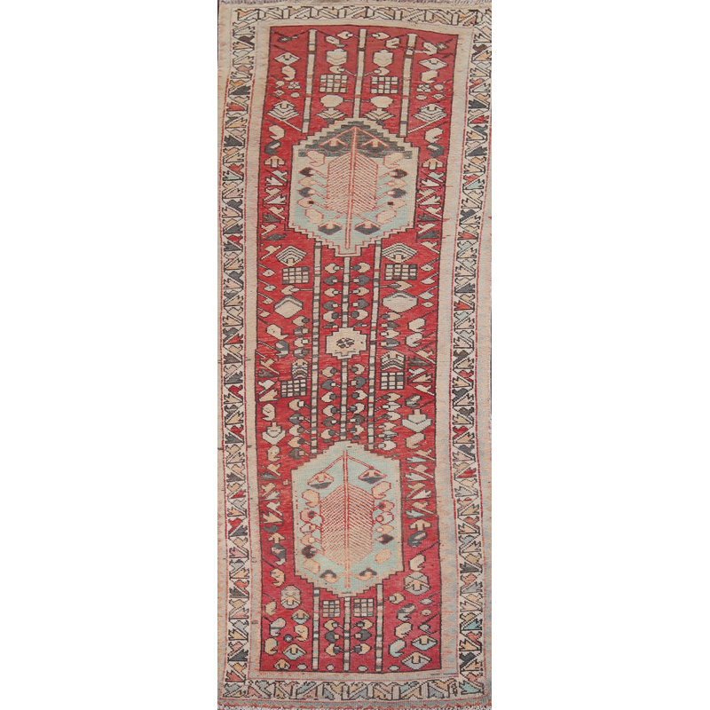 Geometric Red   Runner Rug 3x10