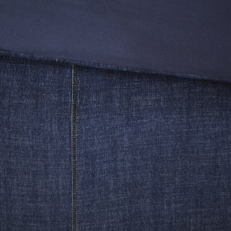 Blue Cotton King Bedspread Set with Button Detail