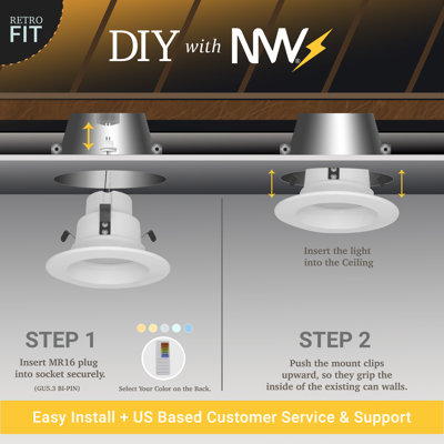 4 in. MR16 Low Voltage 12V Retrofit LED Can Light, 600LM, 10W, 5CCT Dimmable Recessed Downlight 12PK