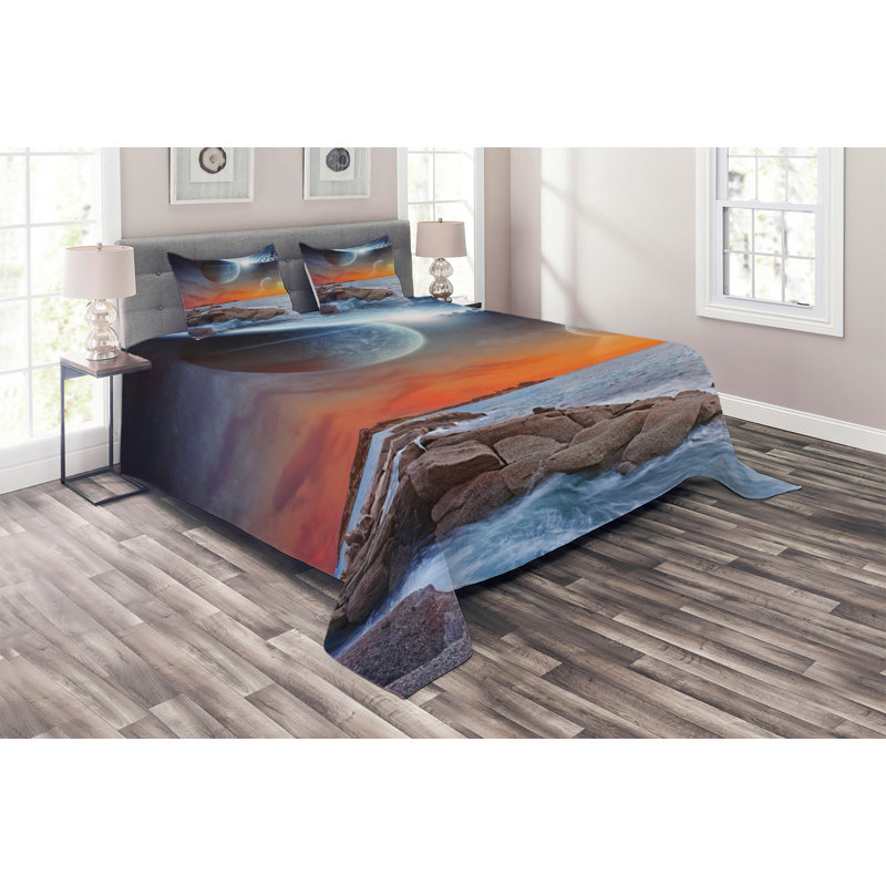 Coastal Polyester Coverlet, King Bedspread + 2 Shams