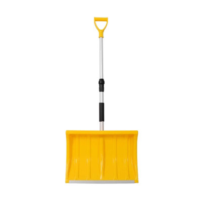 19-Inch Adjustable Snow Shovel with D-Grip Handle, Yellow, outdoor broom