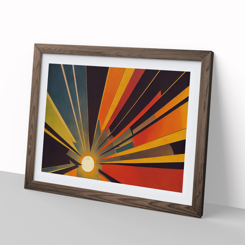 Abstract Sunset Sun Vol.8 - Framed Print, 46cm H x 64cm W x 2cm D, Walnut Framed