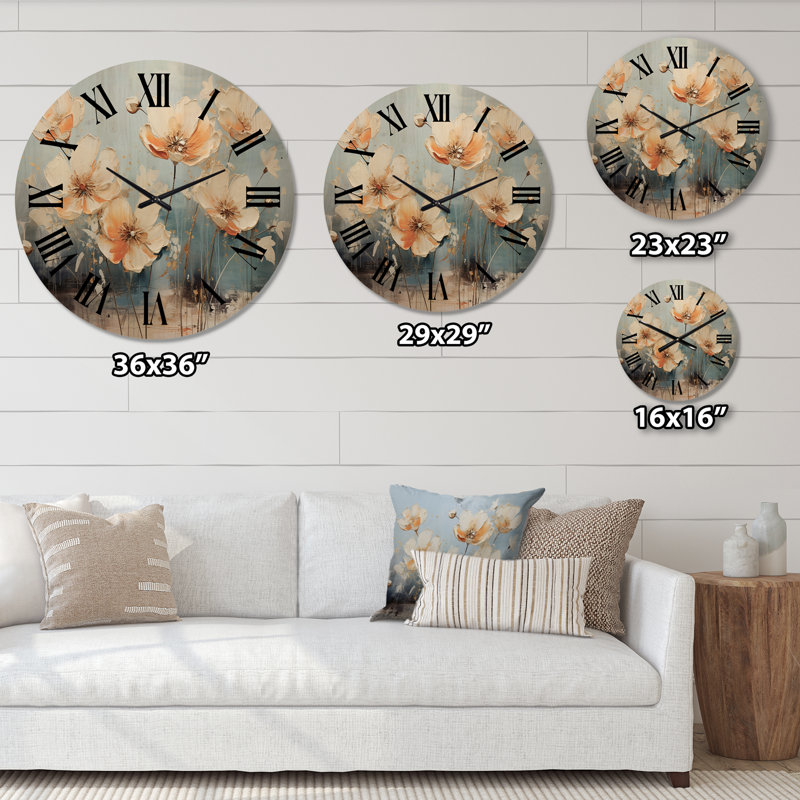 Horloge murale Teal Buttercups, Très grand