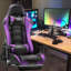 JL Comfurni JD-S0 Adjustable Reclining Ergonomic Faux Leather Swiveling PC & Racing Game Chair with Footrest-86593334