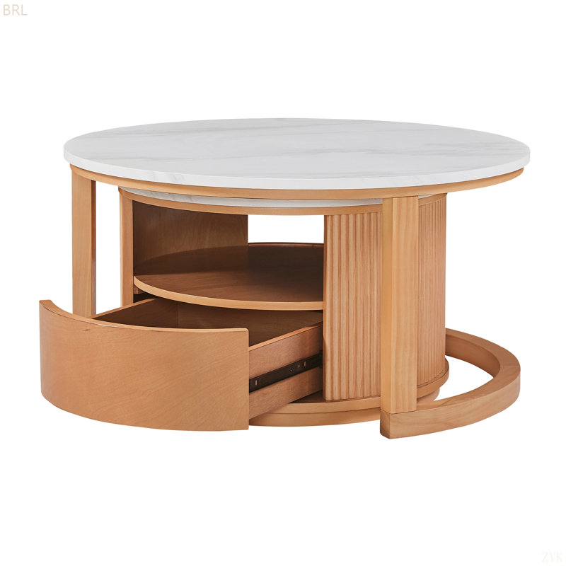 Ensemble de tables basses gigognes modernes avec rangement, conception ronde pour le salon
