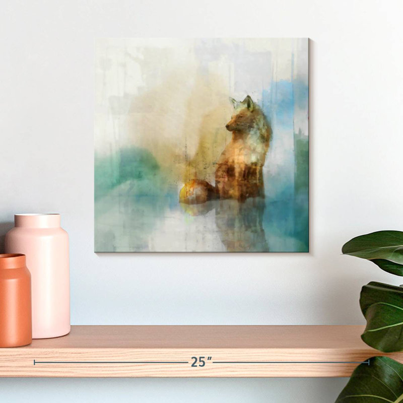 Crowle Fox On Teal I, H 16 po x l 16 po