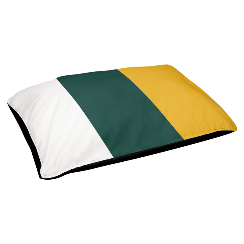 Coussin rectangulaire designer Oakland, Moyen (L 30 po x l 40 po), Blanc / vert irlandais / or