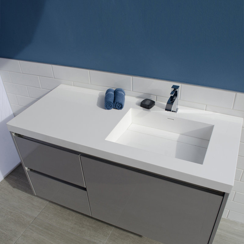 Kubista 48'' L Bathroom Sink, Gloss White, Single