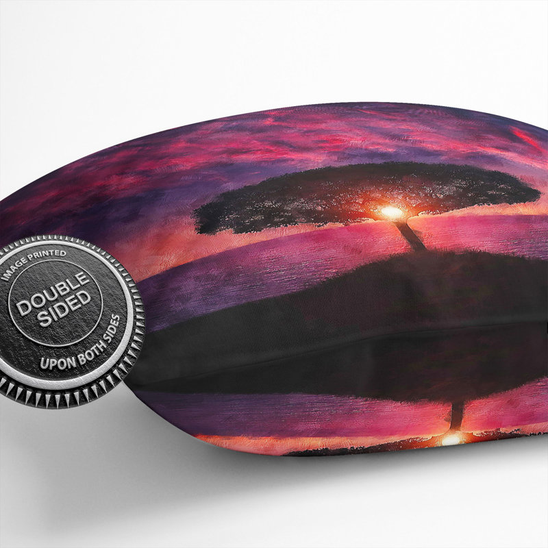 Tree at Sunset Vol.1 Scatter Cushion with Filling, 55cm H x 55cm W x 20cm D, Blue/Purple