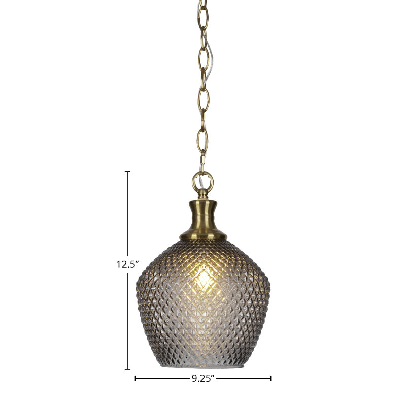 Luminaire suspendu à chaîne Zola, Laiton New Age, H 12,5 po x l 9,25 po x P 9,25 po