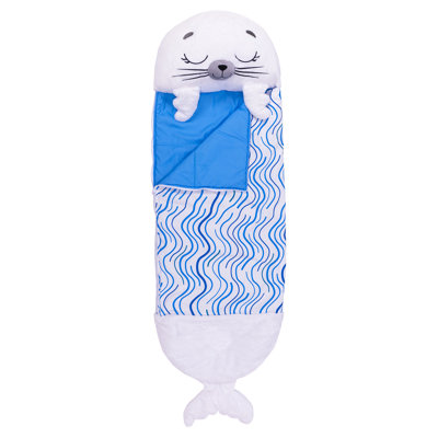Happy Nappers: oreiller et sac de sommeil: Sammy le phoque, 2 en 1: animal en peluche s'ouvre à un sac de couchage, personnage de jeu doux, enfants de 3 ans et plus
