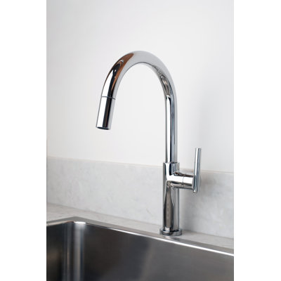 East Linear Single Handle Pull Down Kitchen Faucet