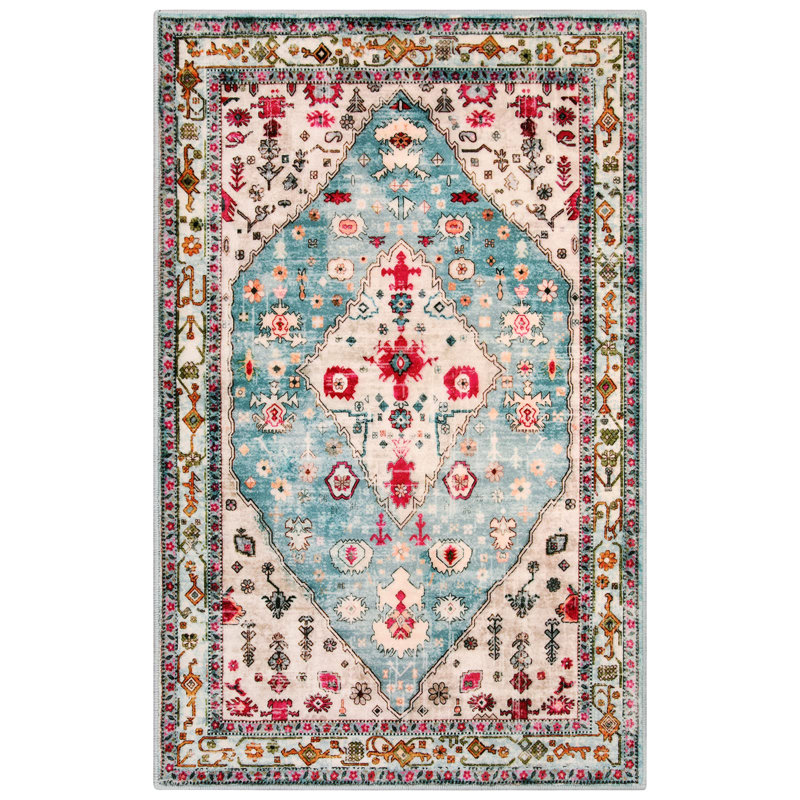 Watte Traditional Oriental Tribal Machine Washable Area Rug Perfect for Living Room, Dining Room, Bedroom Decor