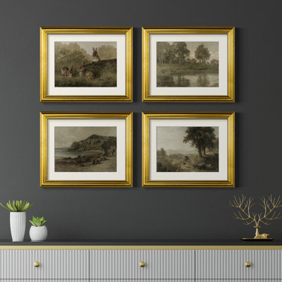 Vintage Landscape LXXIX  -4 Piece Set of Framed Prints