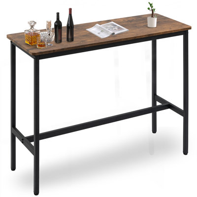 44.5" Bar Table With Adjustable Feet Floor Protector - Narrow Rectangular Pub Table, Kitchen Counter, High Top, Sofa Table With Metal Legs