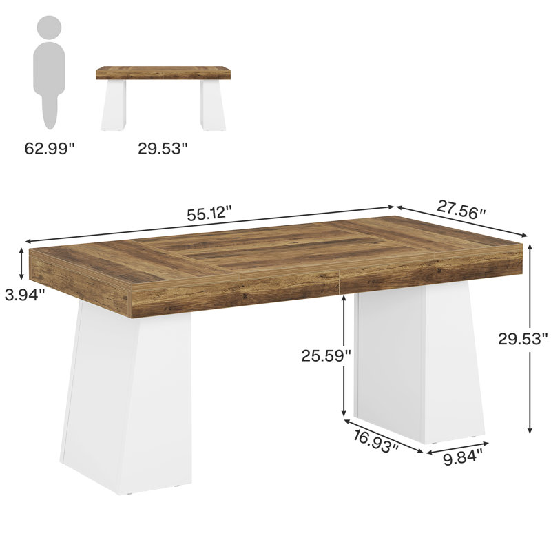 Bureau double caisson Wolbach, Brun rétro / blanc