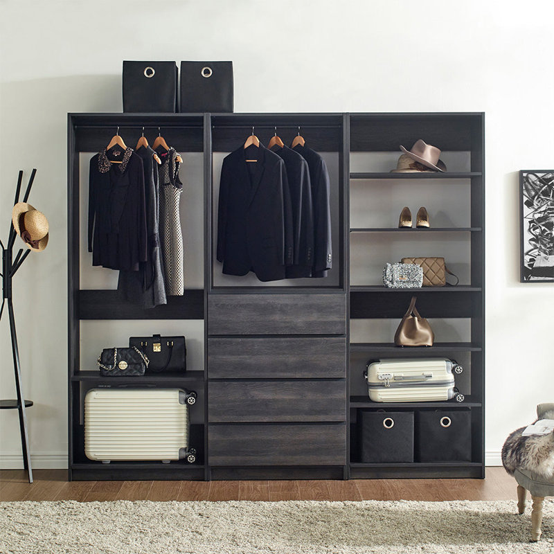 Prosper Freestanding Walk In Wood Closet System, Gray
