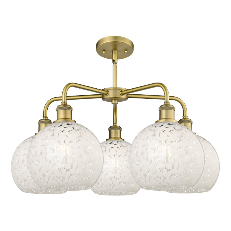 Bellagrace 5 - Light Dimmable Globe Chandelier, Brushed Brass, 15.5" H x 26" W x 26" D