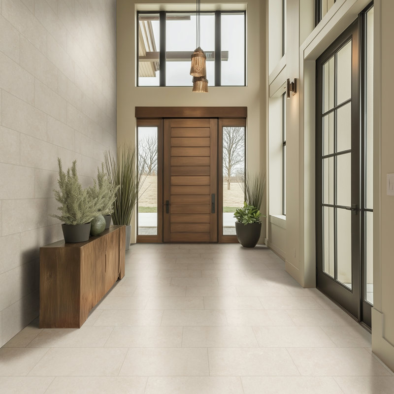 Mele 12 in. x 24 in. Lappato 3D Porcelain Stone Look Floor And Wall Tile, Crema Luna