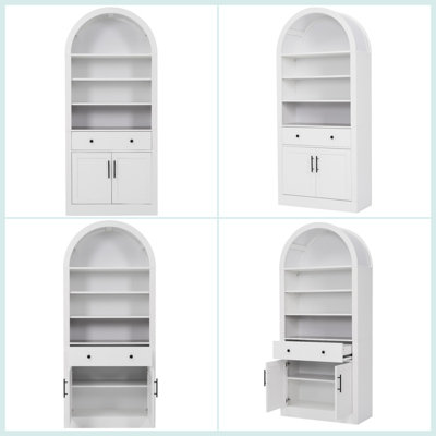 Armoire de rangement cintrée pour bureau, armoire de rangement pour bureau à domicile avec tiroir et étagères réglables