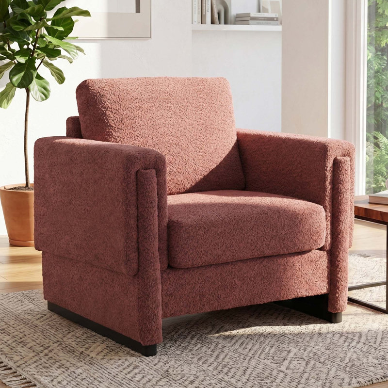 Fauteuil d'appoint moderne avec base robuste et coussin épais pour une utilisation quotidienne, Boucle rouge