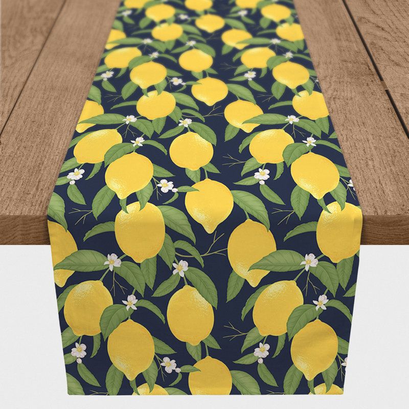 Chemin de table rectangulaire Amaja, 72 po x 16 po, Bleu marine