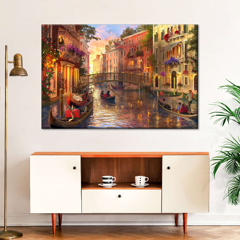 «Romantic Sunset In Venice», reproduction sur toile, H 32 po x l 48 po x P 1,25 po