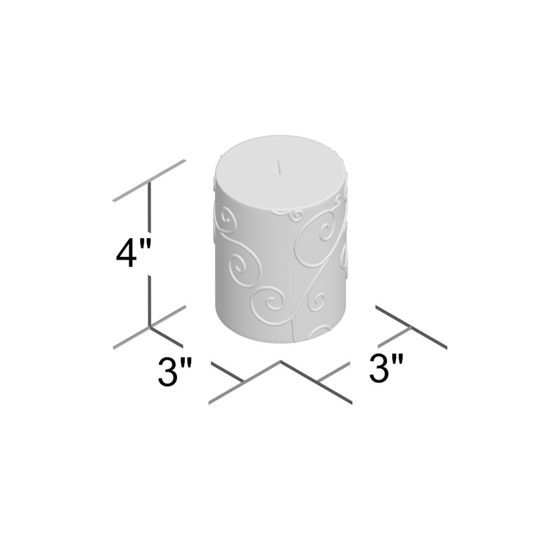 Bougie cylindrique sans parfum à volute, H 4 po x D 3 po, Mauve, Ensemble de 12