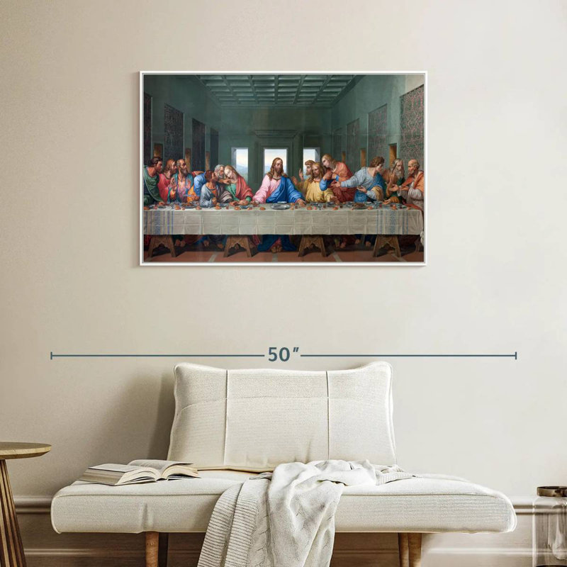 La Cène, 37 po x 25 po, Cadre flottant blanc