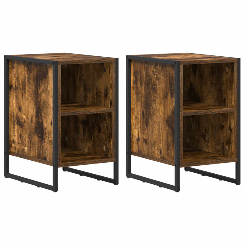39.5cm W Manufactured Wood Bedside Table, Smoke Oak