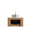 Meuble-lavabo de 24 po avec lavabo, armoire de rangement à bords arrondis et rayés avec tiroir, lavabo rond en céramique mat et plateau en pierre frittée Carrara, pré-assemblé
