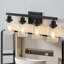 Luminaire de meuble-lavabo moderne 24 po à 4 lumières 24 po, applique murale industrielle avec abat-jour en verre transparent pour miroir, salle de bain, chambre à coucher et couloir (sans ampoules)-277700750-277700753-277700743
