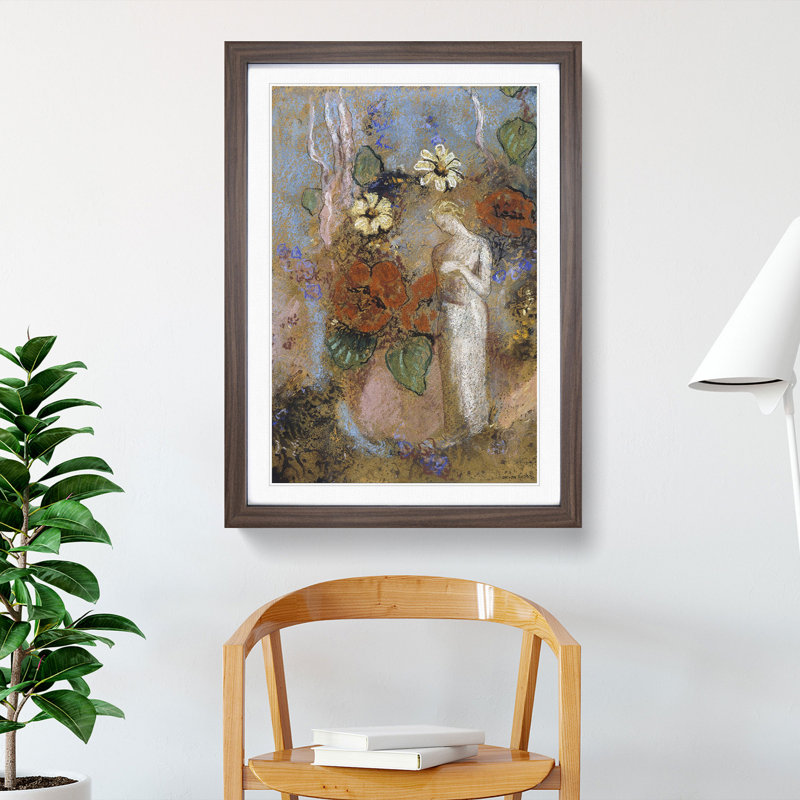 Pandora Vol.3 by Odilon Redon - Picture Frame Painting, 36cm H x 27cm W x 2cm D, Walnut Framed
