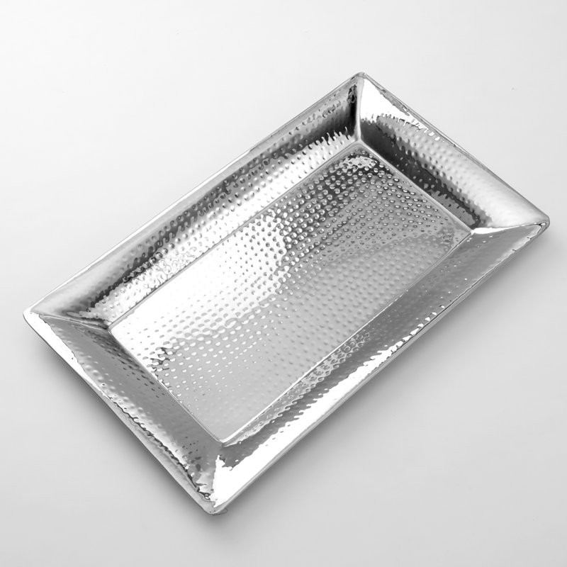 Rectangular Hammered Stainless Steel Serving Tray 22" x 13"