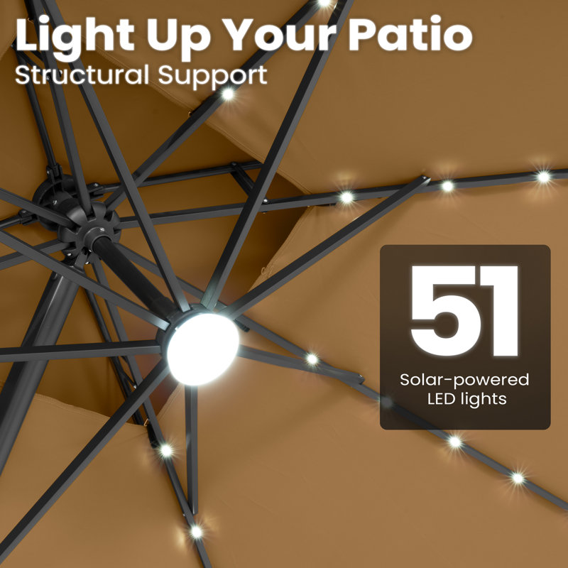 Parasol en porte-à-faux à lumière solaire 141 '× 104' avec base lestée 141, Tanné