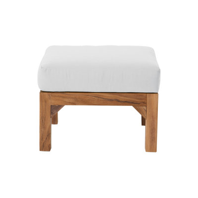 Repose-pieds extérieur en teck avec coussin Sunbrella